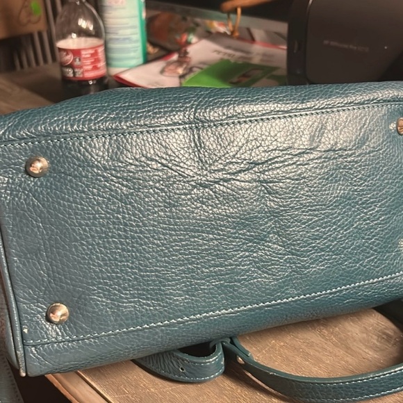 Mark and Graham Pebbled Genuine Leather Bag Teal - Adjustable crossbody strap - Picture 6 of 6